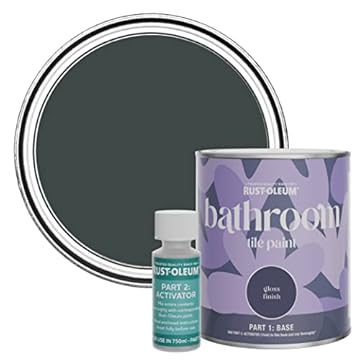 Rust-Oleum Black Water-Resistant Bathroom Tile Paint in Gloss Finish - Black Sand 750ml