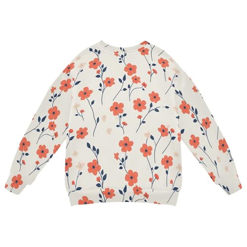 JUNZAN Retro Colorful Flowers Beige Little Girls Hoodie Sweatshirt Fleece Sweatshirts for Boys Athletic 4T2