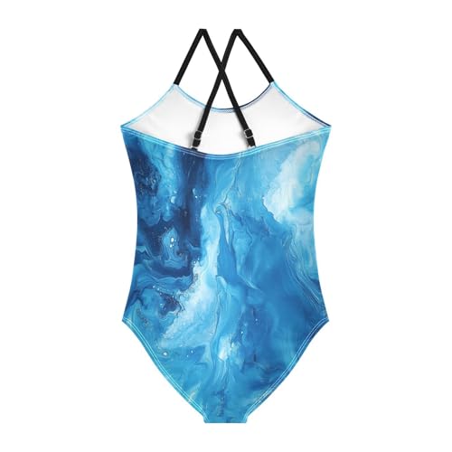 CaTaKu Girls One Piece Swimsuits Tie Dye Liquid Toddler Bathing Suit for Girls Kids Swimwear 3-10Y2