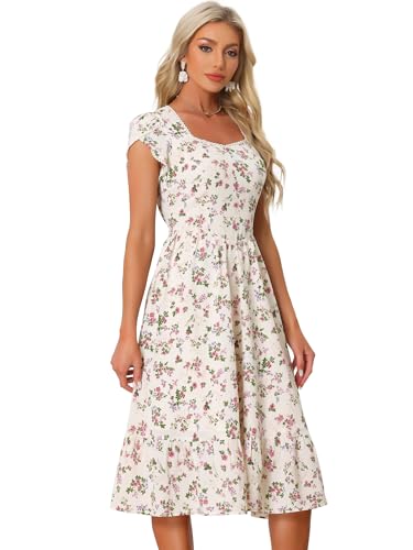 Robe mi-longue fleurie Allegra K col en V pour style boho chic d'été