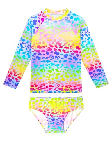 Image of Girls Swimsuit Long Sleeve Rush Guard Bathing Suit Swimwear with Bikini Bottom Sun Protection