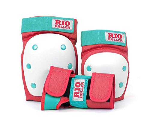 Rio Roller Triple Pad Set Kit de protección Skateboard, Adultos Unisex, Multicolor (Red/Mint), S