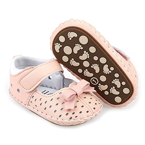 Image of HsdsBebe Baby Boys Girls Pu Leather Hard Bottom Walking Sneakers Toddler Rubber Sole First Walkers Infant Cartoon Slippers Crib Shoes(12-18 Months)