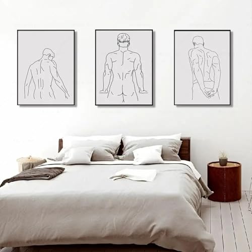 Tableau homme nu minimaliste en impression toile premium pour décoration murale raffinée