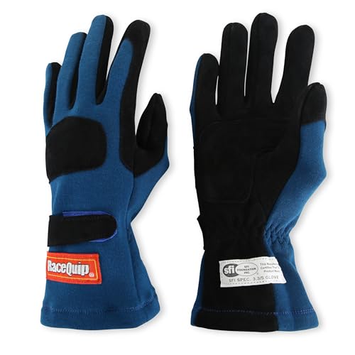 Image of RaceQuip 355023 355 Series Medium Blue SFI 3.3 /5 Two Layer Racing Gloves