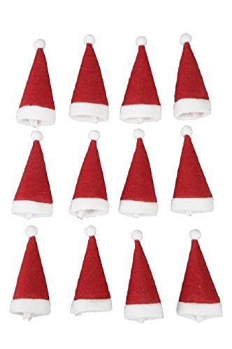 Decpero Mini Nikolausmütze I 12 Stück I Ø4,5cm Höhe 11,5cm I Filz...