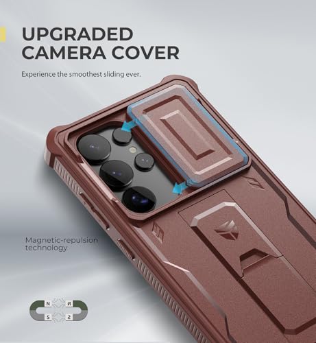 Image of Dexnor for Samsung Galaxy S25 Ultra Case with Built-in Slide Camera Cover & Screen Protector & Kickstand,Heavy-Duty Shockproof Rugged Case Full-Body Bumper Cover for Galaxy S25 Ultra(2025),Maroon Red | with Built-in Slide Camera Cover