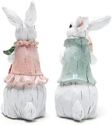 DELA DISCOUNT 41kbYYlzrfL._AC_ Hodao Easter Bunny Decorations Spring Home Decor Bunny Figurines(Easter White Rabbit 2pcs)  