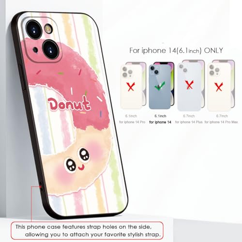 Donut Pattern Phone Case for iPhone 14 - Pink Frosting with Colorful Sprinkles, Soft Cute Protective Cover for Girls & Women (B1-Cartoon Cute Donut)