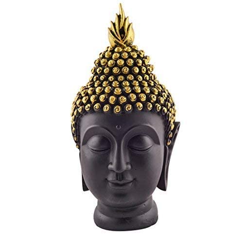 A&S Ventures Gautama Buddha Face Head Polyresin Figurine (14 cm X 5 cm) Black Color for Car-Dashboard, Gifting, Home Decor