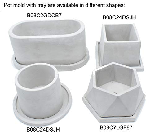 Silicone Planter Molds for Concrete Flower Pot and Saucer DIY, Oval Shape