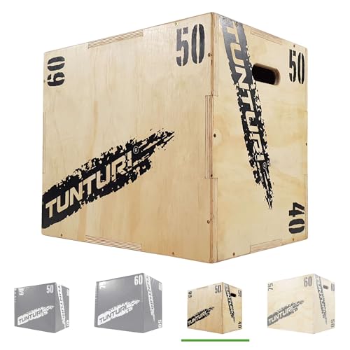 Cajón pliométrico de madera Tunturi de 40 50 60 cm para entrenamiento funcional ajustable