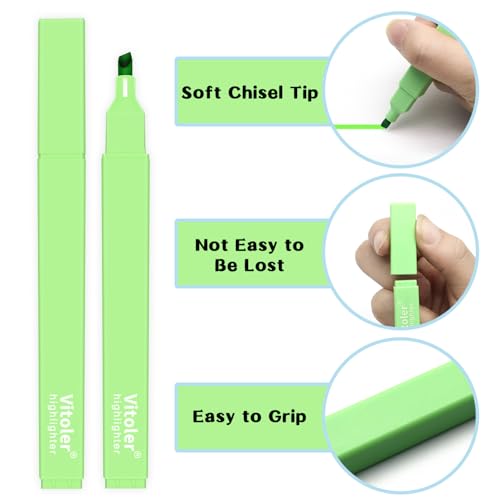 Vitoler Highlighters, Cute Assorted Colors, No Bleed Chisel Tip,10Pcs | Cute Pastel,No Bleed,Bible Study for Journaling Planner Notes School Supplie