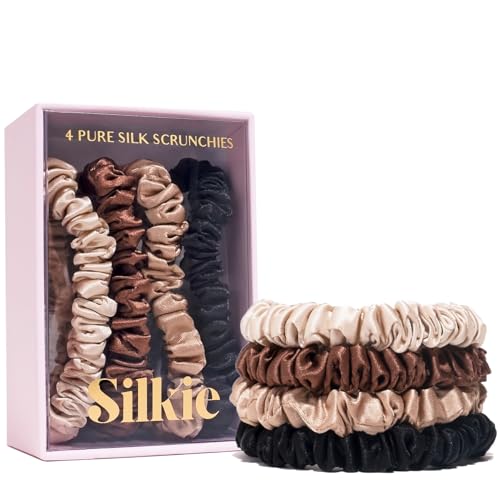 SILKIE x4 Set Mulberry Silk Scrunchies