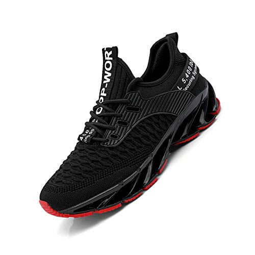 Aszeller Men's Running Shoes Blade Non Slip Fashion Sneakers Breathable Mesh Soft Sole Casual Athletic Lightweight Walking Shoes (Black,9.5)