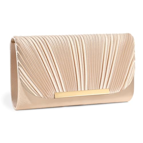 XquiziFit Beige Clutch Evening Satin Purse Women's Evening Handbag Formal Clutch Purses for Women Nude Evening Bag