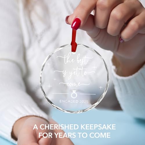 Engagement Gifts for Couples - Glass Christmas Ornament, Personalized Gifts for Newly Engaged Couples, Happy Engagement Ideas for Her, Bride to Be - Engaged for Her, Friends