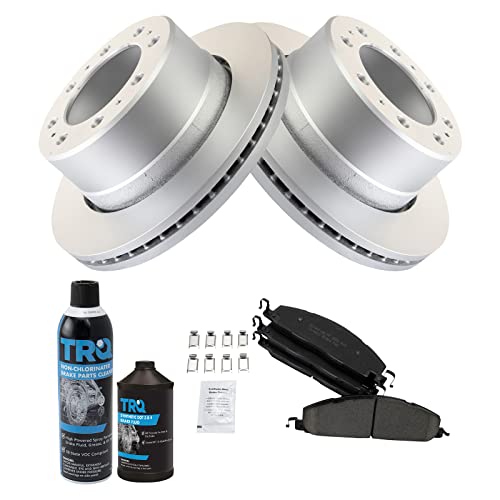 Image of TRQ Rear Brake Pad & Rotor Kit, with Chemical Kit Ceramic Vented Premium G-Coated Compatible with 2009-2010 Dodge Ram 2500, 3500 2012 Ram 1500 2011-2018 2500 3500