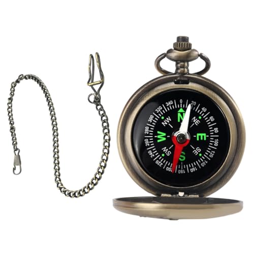 Brújula de bolsillo vintage con estuche de aleación portátil miniatura 1