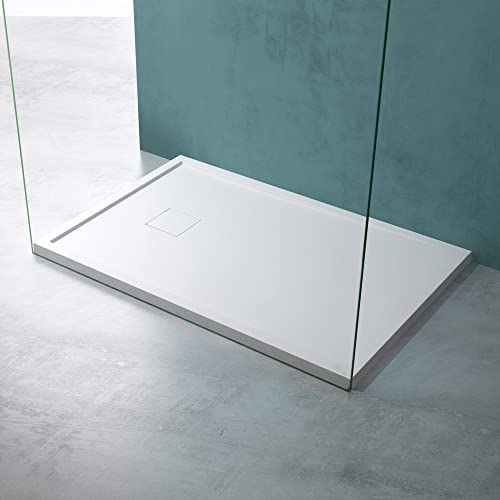 Mai & Mai Duschwanne aus Mineralguss Duschtasse 80x120cm Superflach Anti-Rutsch in Weiß Geoma08 – Bild 3