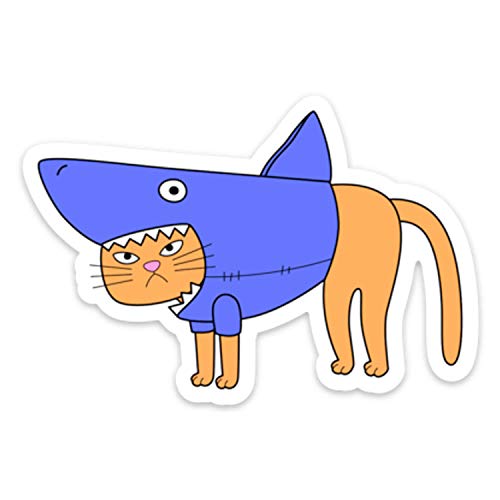Stickeroonie Funny Stickers Shark Suit Grumpy Cat Vinyl Decals, 4" Cute Stickers, Laptop Stickers, Computer Stickers, Hydroflask Stickers, Car Stickers, Phone Stickers