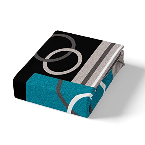 Erosebridal OYLS02208HJFQUEEN Modern Turquoise Decor Duvet Cover Gray Black Blue Stripe Geometric Bedding Set Queen Size Retro Circle Swirls Comforter Cover Modern Abstract Texture Color Art Quilt Cover thumb #3