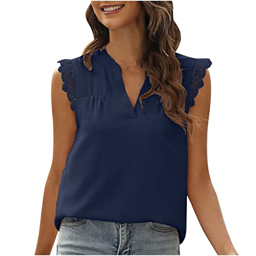 Tops con Estampado de Flores redas en el hombro de Manga con Cuello Redondo a la Moda para Mujer, Az