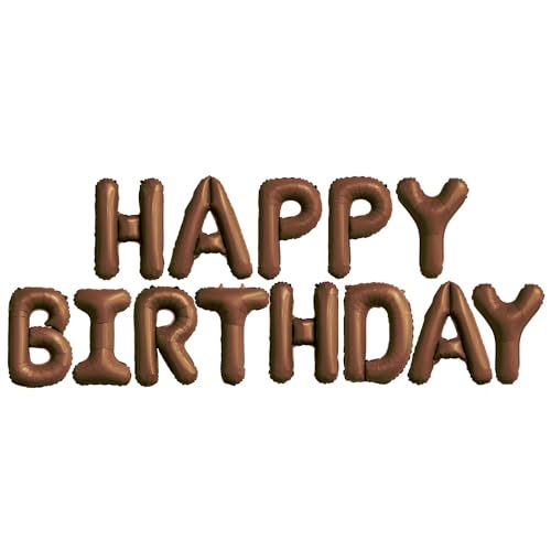 Ealimun アルファベット バルーン くすみベージュ レターバルーン 英語 英字 ローマ字 数字 風船 (HAPPY BIRTHDAY, HB くすみブラウン)