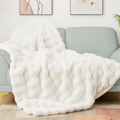 Latepis Luxury King Faux Fur Throw Blanket Fuzzy for Bed Soft Thi...