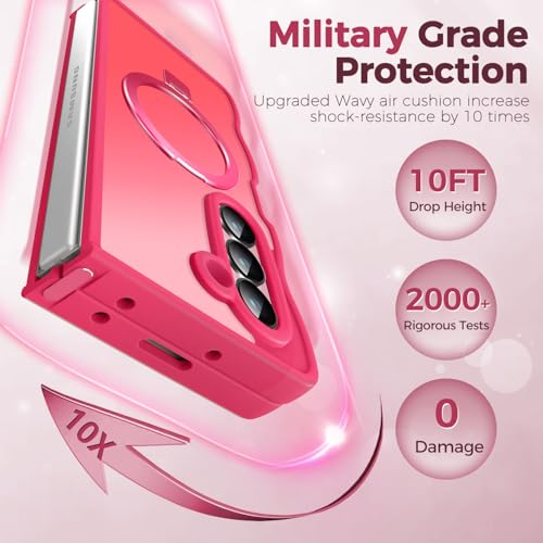 Image of Cute Wavy Magnetic Stand Case for Galaxy Z Fold 6 Fit for MagSafe, Hot Pink