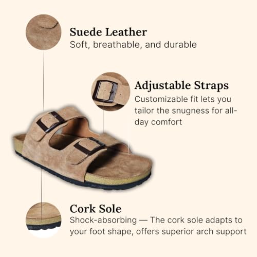 Image of Men Suede Leather Sandals | Cushioned Footbed | Comfortable | Casual Slip-on Slippers