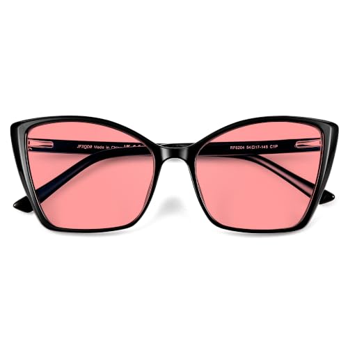 Image of Women's Fluorescent-41 Rose Cat Eye Tinted Blue Light Blocking Glasses for Migraine, Light Sensitivity, Photophobia & LED Gaming Computer Screen Glare