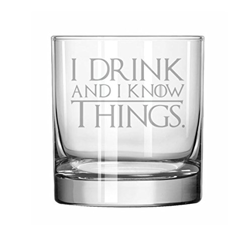TycoLL iiLOAABB 11 oz Rocks Whiskey Highball Glass Funny I Drink And I Know Things