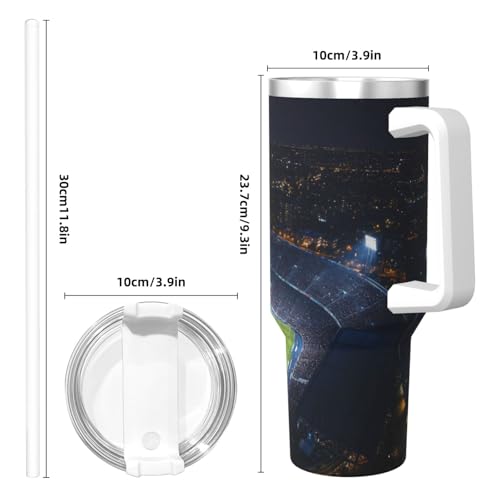 Vaso aislado de 40 oz con tapa de pajilla y diseño de estadio nocturno 6