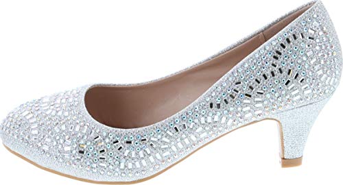 Forever Link Jemma-31 Womens Kitten Heel Jeweled Rhinestone Slide Slip On Pump Shoes2