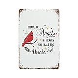 WengBeauty Letreros de metal con texto en inglés ''I Have An Angel in Heaven And Call Him Uncle'' cardenal, regalo de Navidad, recuerdo, vacaciones, dormitorio, habitación, letrero de carretera,