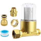Reusable Brass Inline Sediment Filter (40 Micron) – Universal Water Filtration System for Washing Machine, Heater, Garden, RV | Prevents...