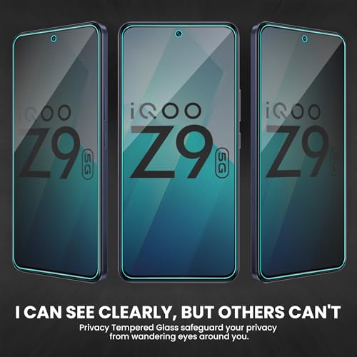 Image of ArmourPro Privacy Tempered Glass for IQOO Z9 / Vivo T3 - Anti-Spy Anti Peeping Screen Protector, 9H Hardness, Edge-to-Edge Coverage, Ultra Thin, Bubble-Free Installation Kit | Black