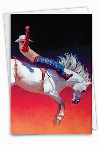 NobleWorks - Birthday Greeting Card with 5 x 7 Inch Envelope (1 Card) Bday Cowboys and Horses C2823BBDG
