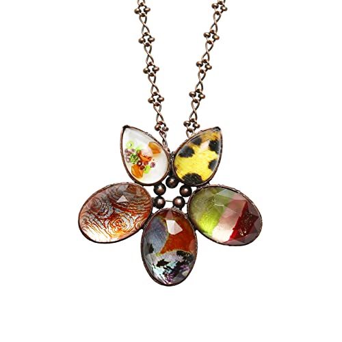 Tamarusan Brooch Necklace 2Way Orange Flower Resin Handmade #TOP1