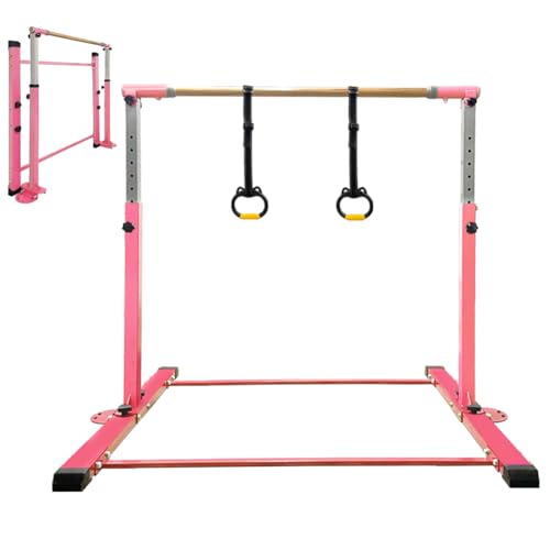 JC-Athletics Barra de Gimnasia para niños y niñas de 3 a 15 años con Anillo para Equipo de Entrenamiento en Interiores en casa, construcción de Acero Estable, Antideslizante, fácil de Montar, Altura