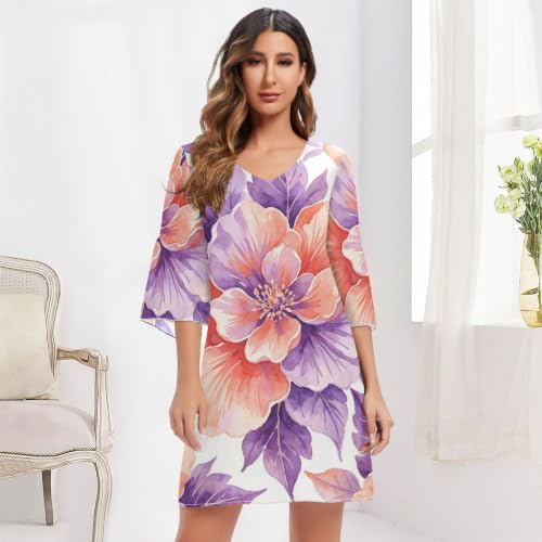 Robe trapèze fluide violette dissimulant les formes avec style