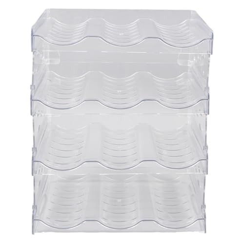 Aumotop Organizador de Botellas de Agua para Gabinete, Organizador Botellas Agua Transparente, Paquete 4 Plástico Apilables, Portavasos, Estante Almacenamiento Organización Desmontable para Gabinete