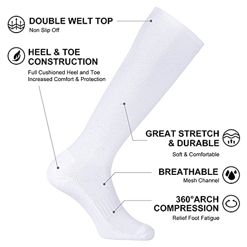 Fitrell 2 Pack Baseball Soccer Softball Socks For Kids Youth Men & Women Over-The-Calf Football Knee High Socks, Nfl, White, X-Small #TOP2