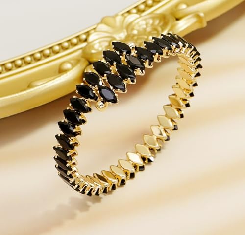 Rhinestone Cuff Bracelet Cubic Zirconia Tennis Bracelets Open Adjustable Elastic Bangle for Women3