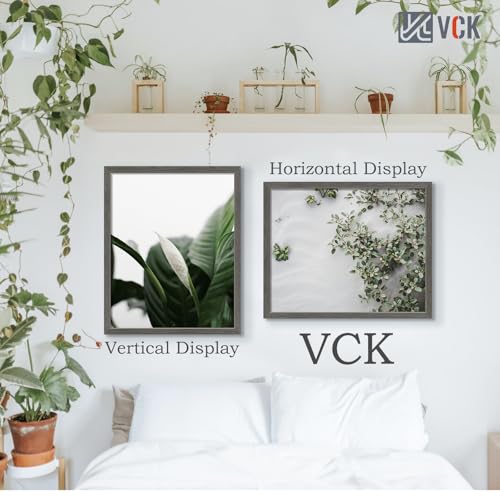Image of VCK 24x30 Poster Frame Solid Wood Gray Grey 3 Pack Picture Frames 24 x 30 Inches with Wall Mounting Hanging