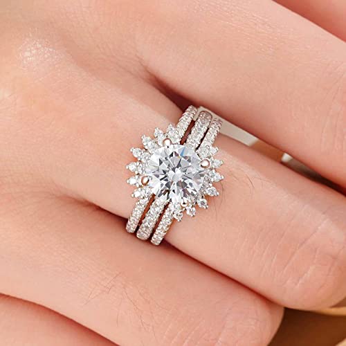 Newshe Ring Enhancer For Engagement Rings Sterling Silver Curved Wedding Band For Women 5A Cz Eternity Size 7 #TOP5