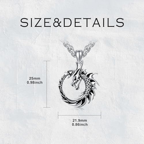 Collier dragon gothique résistant en argent sterling 925 véritable - 5