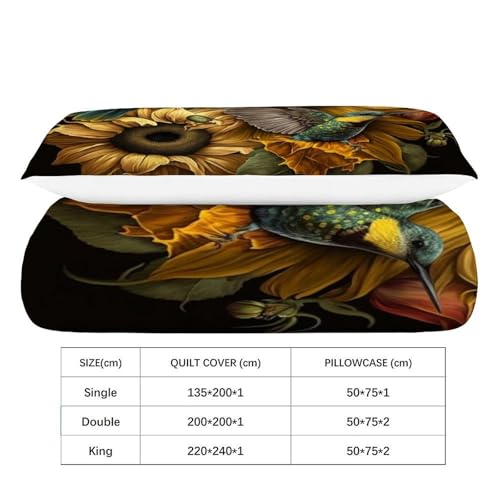 Housse de couette retro floral ensemble literie 135x200 fleurs - 4