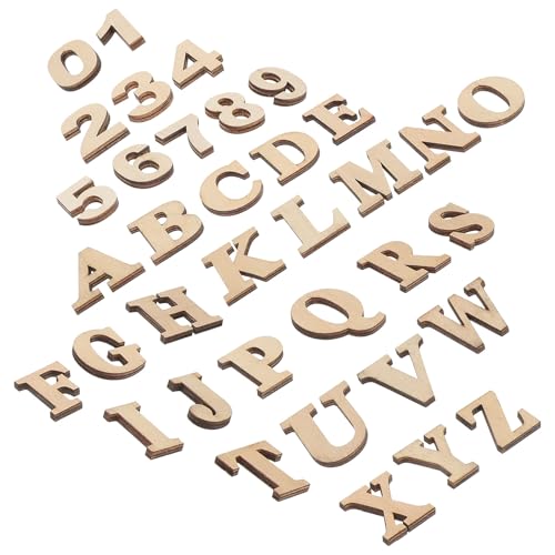 GATHINESS Números de Madera y Letras Adhesivas Pequeñas para Scrapbooking 36 Piezas para Decoración de Diarios y Manualidades